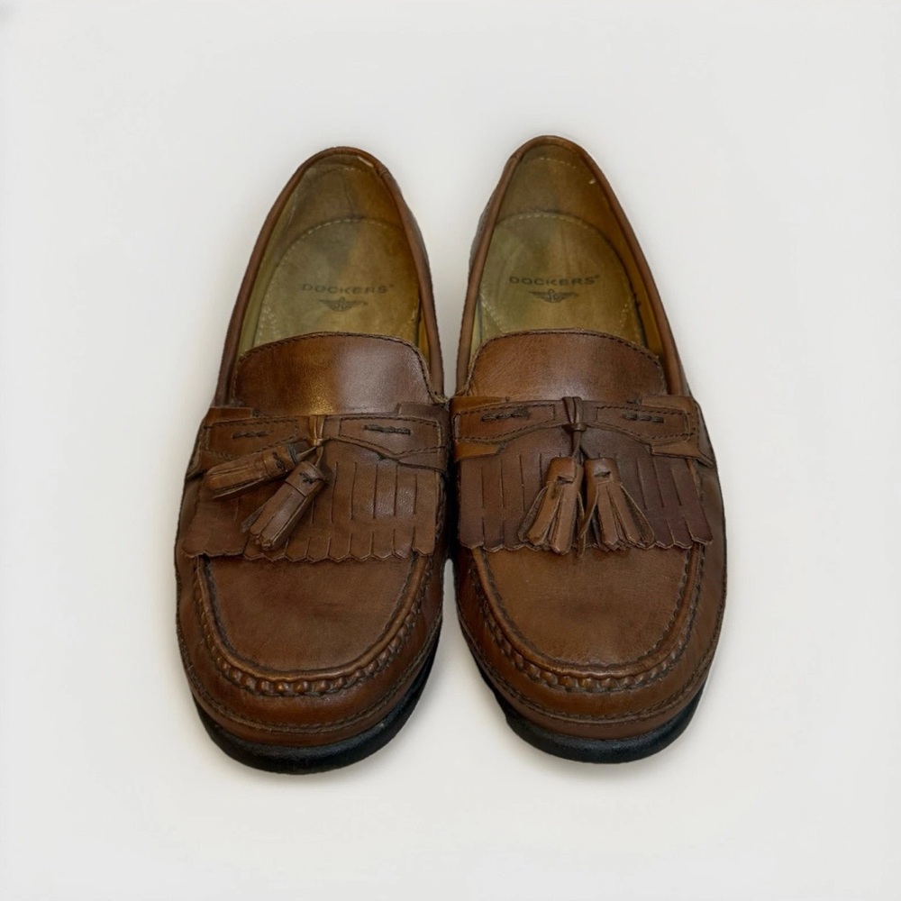 Dockers‎ Men's Sinclair Brown Leather Dress Loafers with Tassel Size 10 EUC